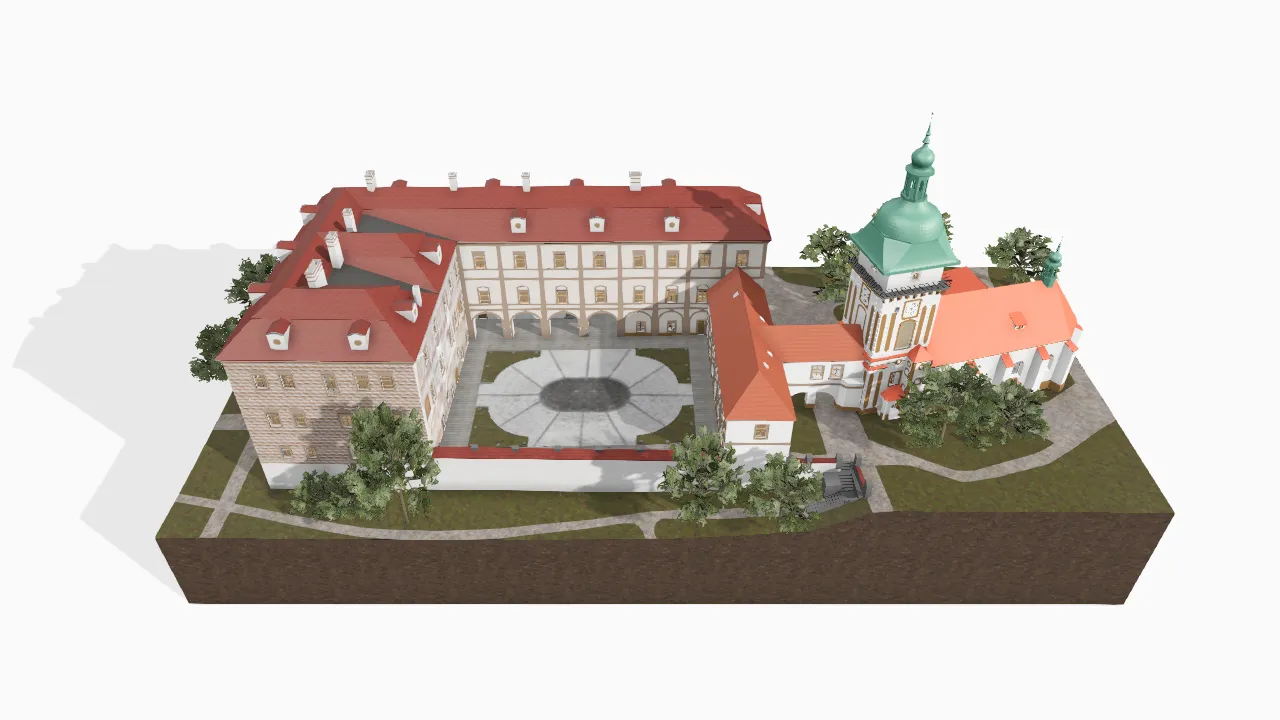 Náhled webové 3D aplikace se zámkem Benátky nad Jizerou